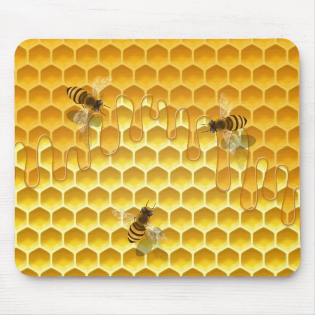 Golden Honeycomb with Bees Customisable Small Mouse Mat (Front)