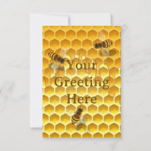 Golden Honeycomb with Honeybees Custom Card