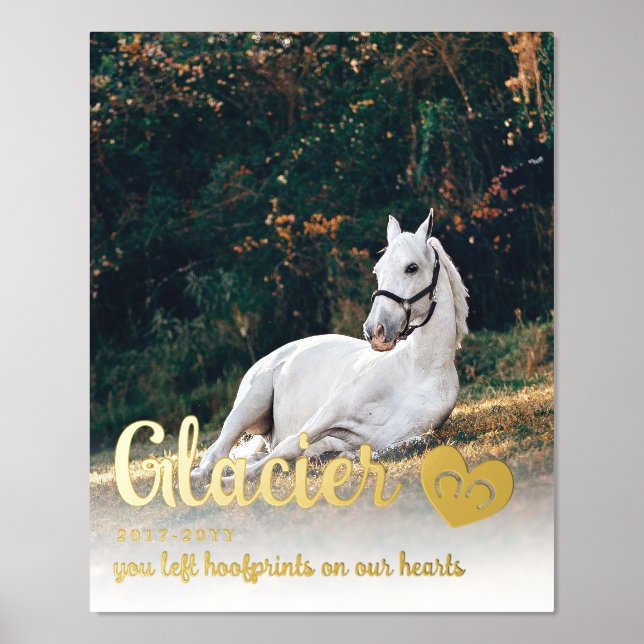 Golden Hoofprints On Our Hearts Horse Memorial Foil Prints (Front)
