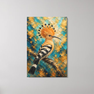 Golden Hoopoe Majesty – Luxury Impasto Bird Canvas Print