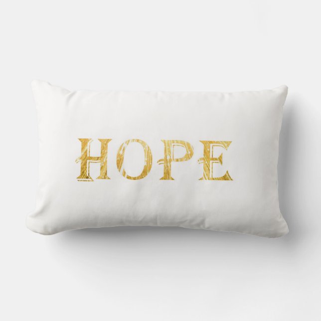 Golden Hope Text Lumbar Pillow 33 cm x 53 cm (Front)
