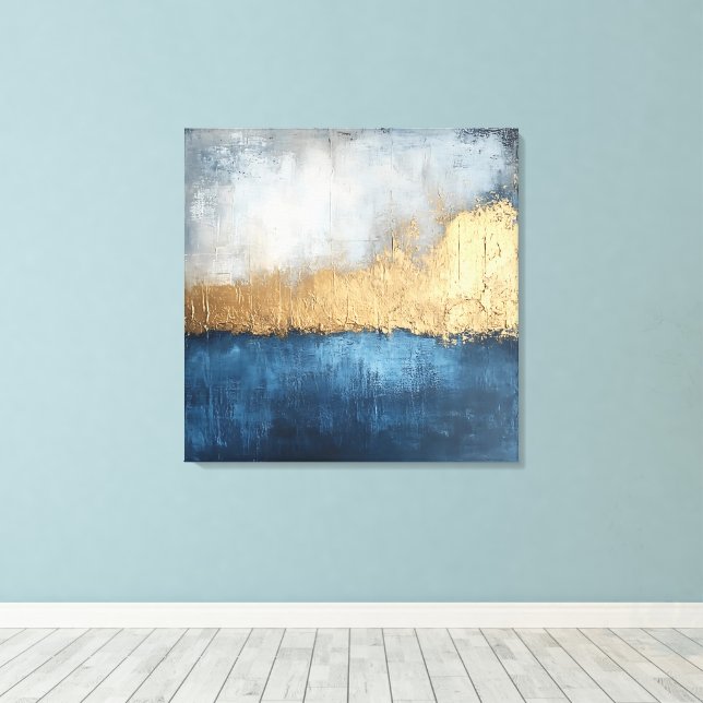 Golden Horizon - Abstract Canvas Art (Insitu(Wood Floor))