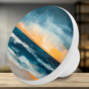 Golden Horizon - Abstract Coastal Ceramic Knob