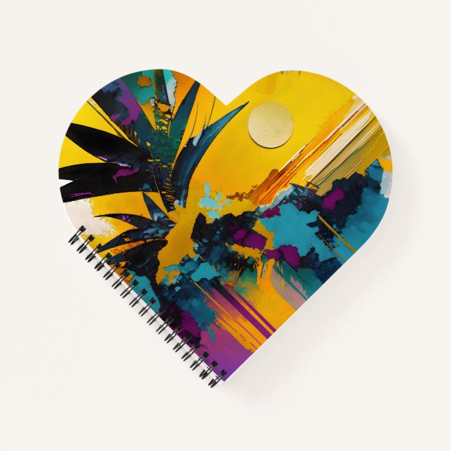 Golden Horizon – Abstract Tropical Sunset Notebook (Front)