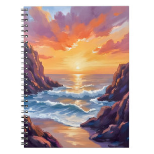 Golden Horizon   Ocean Sunset Watercolor Notebook