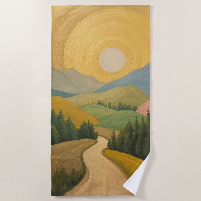Golden Horizon Trail Beach Towel (Front)
