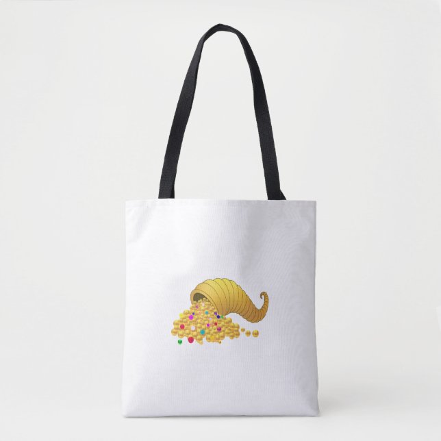 Golden Horn of Plenty on White Tote Bag (Front)