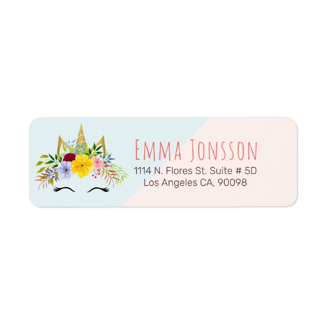 Golden horn unicorn and floral wreath (Front)