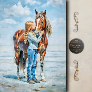 Golden Horse Meadow Decoupage Tissue Paper