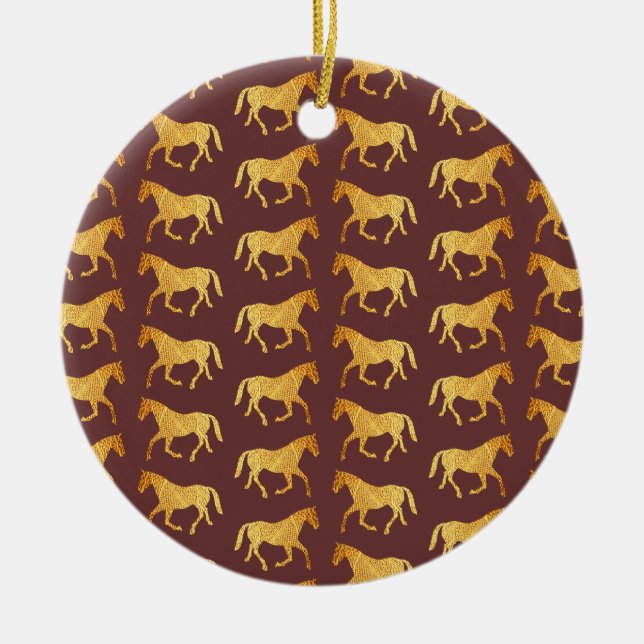 Golden Horses Ceramic Tree Decoration (Front)