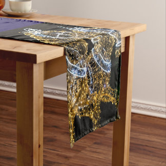 Golden horses galloping short table runner