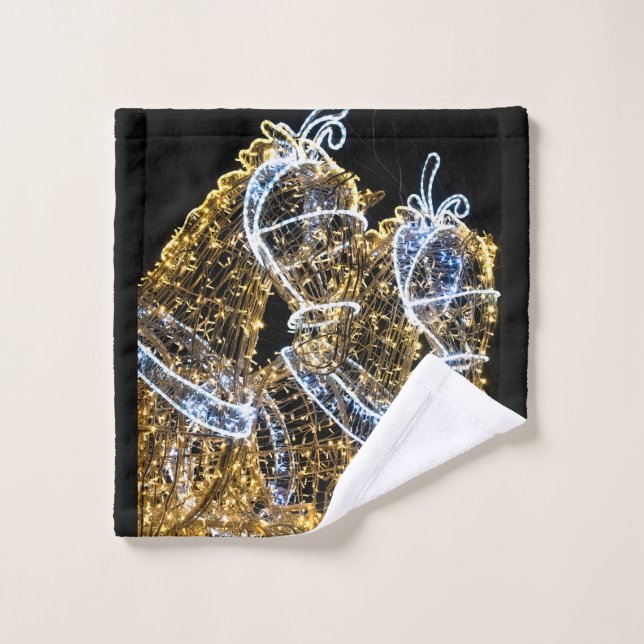 Golden horses galloping wash cloth (Wash Cloth)