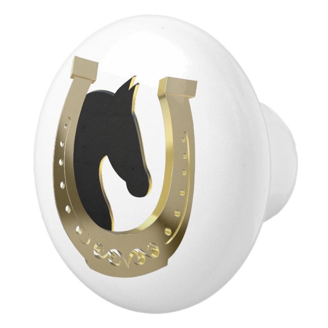 Golden horseshoe ceramic knob (Right)