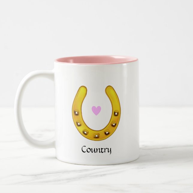 Golden Horseshoe & Heart Two-Tone Coffee Mug (Left)