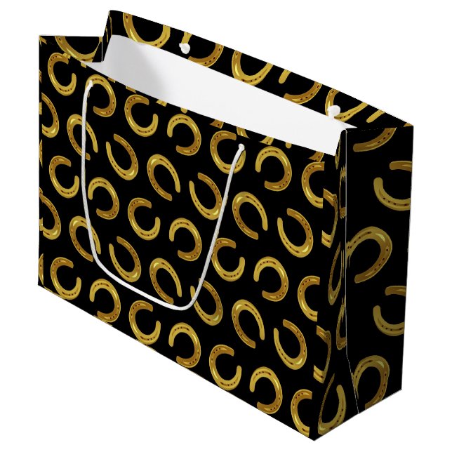Golden horseshoe large gift bag (Front Angled)