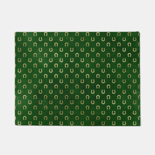 Golden Horseshoe Lucky Charm Green St Patricks Day Doormat
