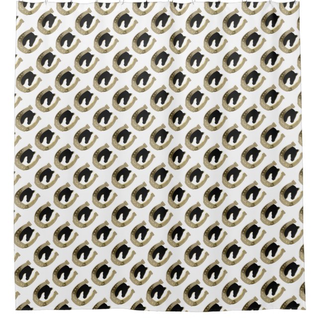 Golden horseshoe shower curtain (Front)