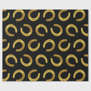 Golden horseshoe wrapping paper