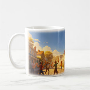 Golden Hot Air Balloon Neighbourhood Farewell Post Coffee Mug