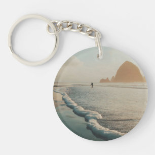 Golden hour at Cannon Beach Key Ring