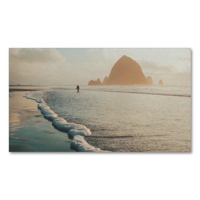 Golden hour at Cannon Beach  Magnetic Business Card (Front)