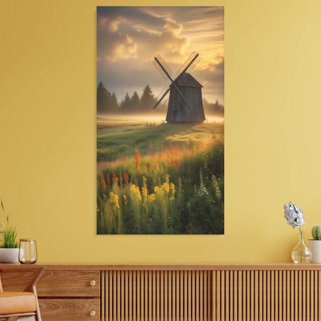 Golden Hour at the Old Windmill Canvas Print (Insitu(LivingRoom))