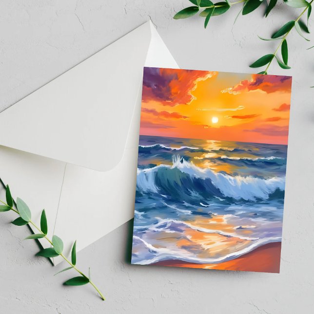 Golden Hour Beach Sunset Coastal Card (Creator Uploaded)