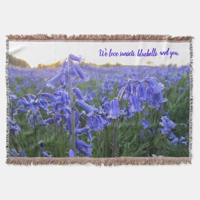 Golden Hour Bluebells - Personalised Mother's Day Throw Blanket (Front)