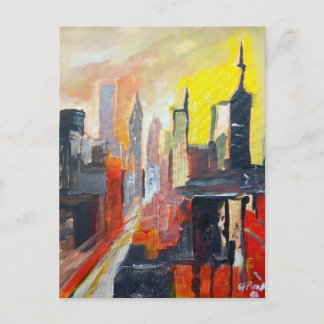 Golden Hour Cityscape Abstract Postcard