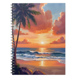 Golden Hour Cove Tropical Ocean Watercolor Notebook