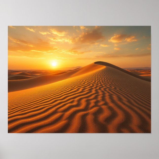 Golden Hour Desert Sand Dunes Sunset Photography Poster (Front)