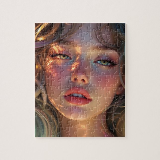 Golden Hour Dream – Radiant Angelic Portrait Jigsaw Puzzle (Vertical)