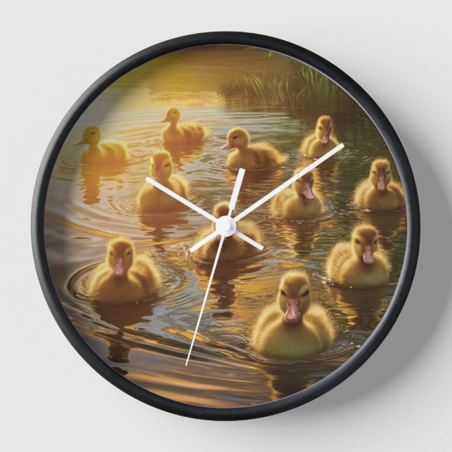 Golden Hour Ducklings Clock (Front)