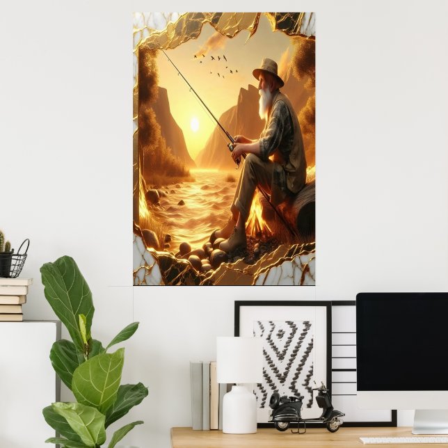 Golden Hour Fishing Poster (Home Office)