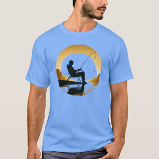 Golden Hour Fishing - Serene Lake Scene T-Shirt
