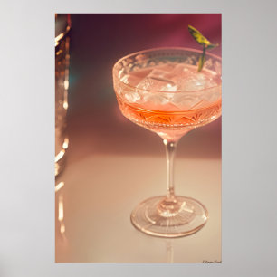 Golden Hour Glow: Vintage Crystal Cocktail Art Poster