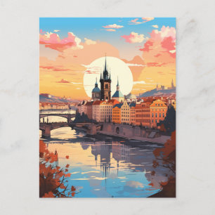 Golden Hour in Prague Holiday Postcard