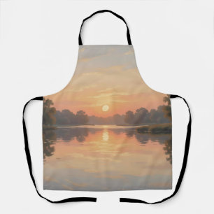 Golden Hour Lake Reflection Impressionist Apron