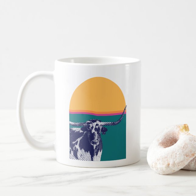 Golden Hour Longhorn Coffee Mug (With Donut)