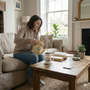 Golden Hour Mist & Boat Scenery, 15 oz Two-Tone Coffee Mug