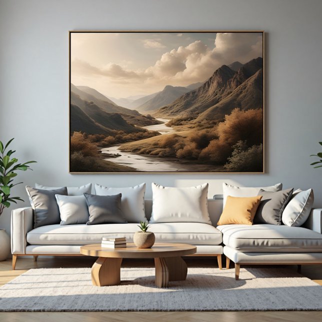 Golden Hour Mountain River Valley Landscape Poster (Creator Uploaded)