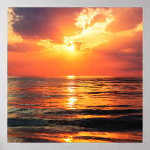 Golden Hour on the Ocean Poster