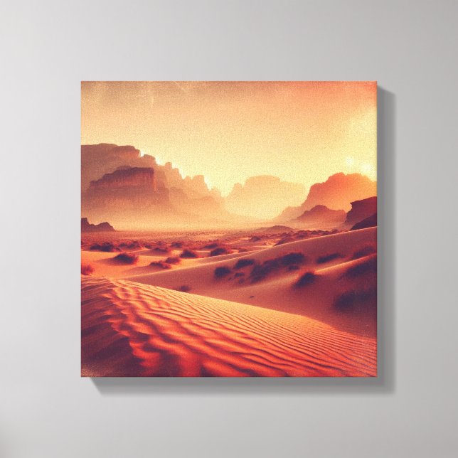 Golden Hour Over Desert Cliffs – Canvas Print (Front)