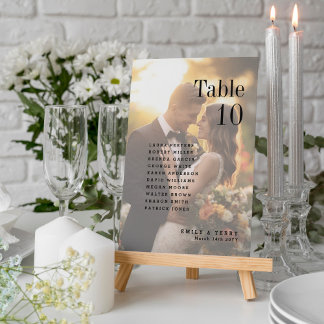 Golden Hour Photo Wedding Guest Names Table Number