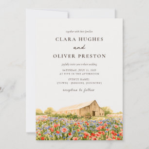 Golden Hour Provence Wildflower Rustic Wedding Invitation