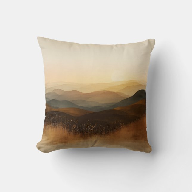 Golden Hour Rolling Hills Sunset Layers Cushion (Front)