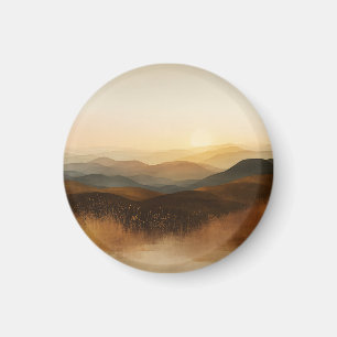 Golden Hour Rolling Hills Sunset Layers Magnet