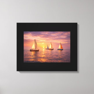 Golden Hour Sailboats Canvas Wall Art | Coastal Su