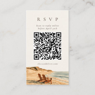Golden Hour Seaside Beach Wedding QR RSVP Card