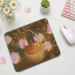 Golden Hour Strawberry Basket Mouse Pad